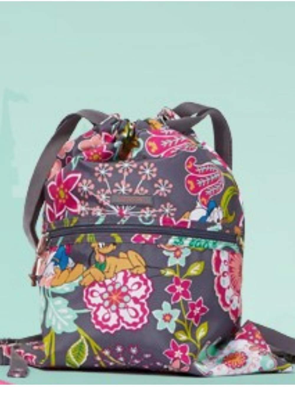 DisneyVera Bradley Mickey and Friends Floral Drawstring Backpack